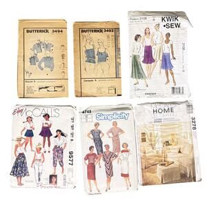 6 Vintage Sewing Patterns Lot Butterick McCalls Simplicity Kwik Sew 70s 80s Boho